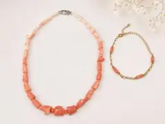 本珊瑚 桃色珊瑚 ネックレス SILVER 61cm 編み込みグラデーション 
