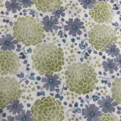 花柄 ✨オフ白地✨グリーン系ボンボンダリア花✨50cm✨シーチング ✨生地ハギレ
