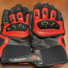 HenlyBegins バイクグローブ レザー 赤黒　X-LARGEサイズのサムネイル