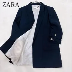 極美品 ZARA ロールアップスリーブブレザー ネイビー S - メルカリ