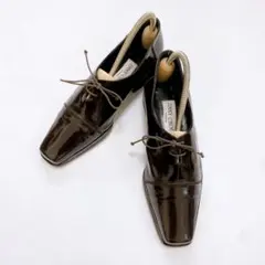 ジミーチュウ ローファー パンプス エナメル ダークブラウン レディース