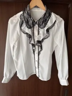 グレイル　リボンタイ付きレース　襟フリルブラウス