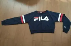 FILA ロゴ ショート丈 スウェット M　 ネイビー クロップドスウェット