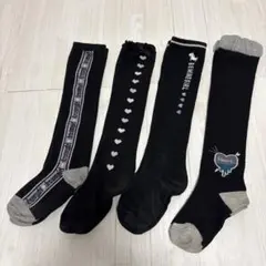 キッズ　オーバーニーソックス　靴下セット ブラック ハート柄　15〜20㎝