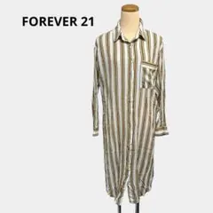 FOREVER 21 ストライプスリットチュニックシャツ Mサイズのサムネイル