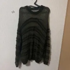 ZARA 透かし編みニット メッシュニット　オリーブグリーン　緑