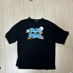 グラフィティ風プリント オーバーサイズTシャツ 黒