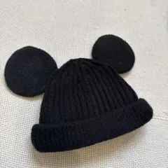 耳付き黒ニット帽