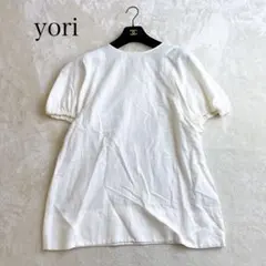 yori リボン付 バックオープン 半袖ブラウス 38 半袖シャツ オフホワイト