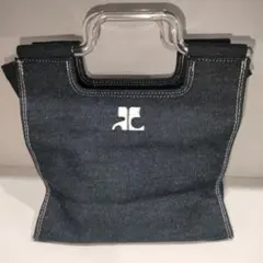 Courreges クレージュ デニム ハンドバッグ ロゴ刺繍 レディース 鞄