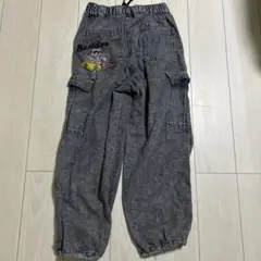 グレー カーゴパンツ ウエストゴム