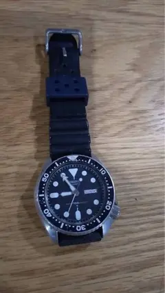 SEIKO ダイバーズウォッチ ブラック ラバーベルト 6309-7040 不動