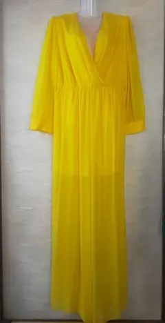 イエロー Vネック オールインワン ジャンプスーツ SHEIN 夏 春