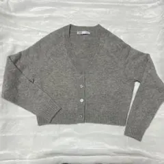 【未使用品】ZARA グレー Vネック クロップドカーディガン