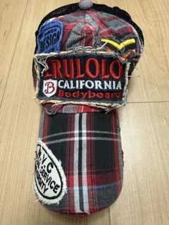 RULOLLO チェック柄ダメージ加工キャップ