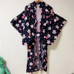 Moujonjon 浴衣 130サイズ ネイビー 桜柄
