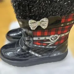 瞬足子供用スノーブーツ 黒/赤23センチ