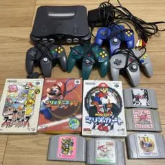 Nintendo 64 本体＋コントローラー4つ、ゲームソフト付き