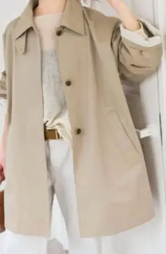 スビックアンドスパン　T/Cギャバステンカラーハーフコート36 新品