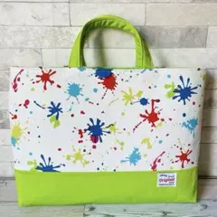 レッスンバッグ＊ペイント柄WH/GR