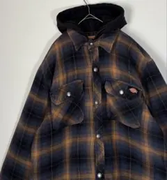 Dickies ディッキーズ フード付きネルシャツ オンブレチェック　中綿入り