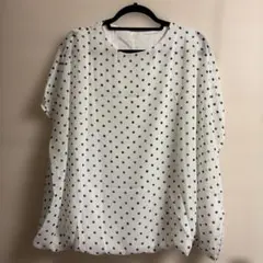 ドット柄 シフォンブラウス 半袖 ホワイト