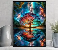 星空と生命の木 幻想的なアートポスター 20×30cm