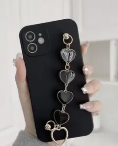 iPhone11 韓国 ハート ストラップ チェーン　iPhoneカバー　ケース