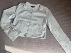 ノーカラーデニムジャケット
