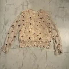 ナイスクラップ　レディース　花柄レース長袖ブラウス