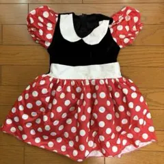 ミニーマウス コスプレ ワンピース ドレス ドット柄 赤 黒 ディズニー100