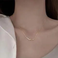 デザインネックレス レディース 高品質 14kgp ゴールド CZダイヤ ねじり