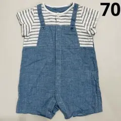 赤ちゃんの城⭐︎オーバーオール風ロンパース 70cm