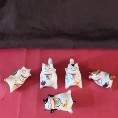 多色 招き猫 置物 5体セット