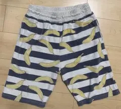 バナナ柄ストライプショートパンツ　メンズ　ハーフパンツ　Mサイズ