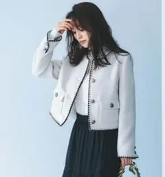 新品♡アプワイザーリッシェ　ノーカラー　ツイードジャケットS♡佳子様　アナイ 新品♡アプワイザーリッシェ ノーカラー ツイードジャケットS♡佳子様