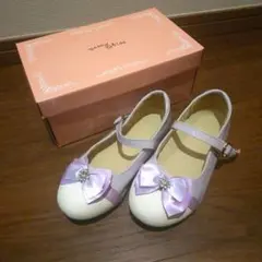 リボン付きフォーマルシューズ　21cm　パープル