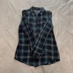 AZUL by moussy チェック柄 長袖シャツ　ネイビーグリーン　Sサイズのサムネイル