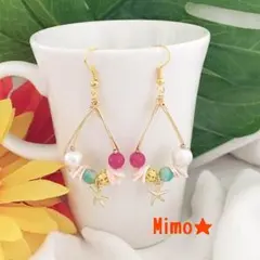 ★人気★【有栖 ARISUピンク】♥️異素材アセンブルドピアス♥️