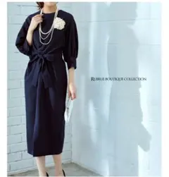 RUIRUEBOUTIQUE 2WayバルーンスリーブIラインワンピース 紺 L