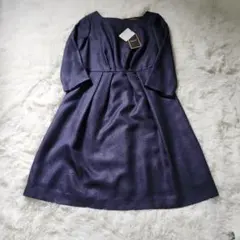 【新品】SOUP ネイビー 七分ひざ丈ワンピースM 9号 セレモニー　入学式