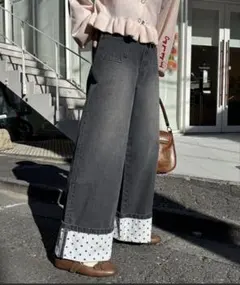 CIAOPANIC ロールアップドットワイドデニムパンツMのサムネイル