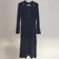 【GU】 バイカラーポロニットワンピース　Sサイズ　ネイビー