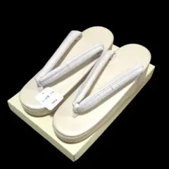 ≪菱屋カレンブロッソ×正絹御召鼻緒≫ カフェ草履 L寸スクエア no.3701 