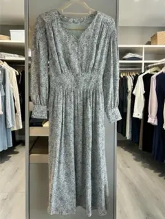 【美品】ナチュラルビューティーベーシック 花柄ロングワンピース M 洗える