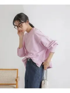 NANO universe カット裏毛ワイドトップス 長袖スウェット ピンク F