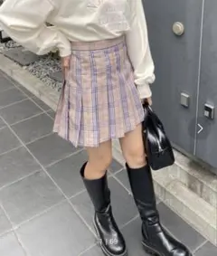 WEGO チェックプリーツスカート