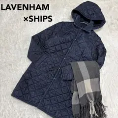 ラベンハム 36サイズ ネイビー キルティングジャケット フード取り外し可