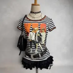 y2k MARY QUANT ピチT ボーダー 平成ギャル 海外ガール プリントのサムネイル