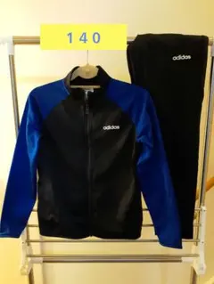 ●美品●adidas ジャージ上下セット 黒/青 J140